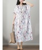 Vintage Women Floral Print Short Sleeve O-Neck Dress