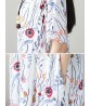 Vintage Women Floral Print Short Sleeve O-Neck Dress