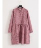 Plus Size CartoonLeafPrint Drawstring Long Sleeve Cotton Dress