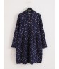 Plus Size CartoonLeafPrint Drawstring Long Sleeve Cotton Dress