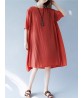 Women Casual Solid Color Batwing Sleeves Loose Dress