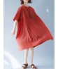 Women Casual Solid Color Batwing Sleeves Loose Dress