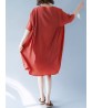 Women Casual Solid Color Batwing Sleeves Loose Dress