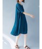 Women Casual Solid Color Batwing Sleeves Loose Dress