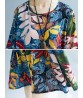 Retro Women Loose Cotton Linen Floral Print Mid Long Dress