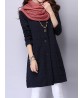 Vintage Solid Open Stitch Long Sleeve Loose Women Coat