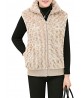 Vintage Women Flower Stand Collar Thick Warm Vest Zipper Coat