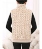 Vintage Women Flower Stand Collar Thick Warm Vest Zipper Coat