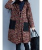 Vintage Patchwork Pocket Long Sleeve Winter Knitted Loose Sweater Coat