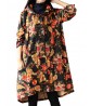 Vintage Floral Printing Long Sleeve Loose Plus Velvet Thick Coat