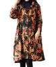 Vintage Floral Printing Long Sleeve Loose Plus Velvet Thick Coat