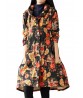 Vintage Floral Printing Long Sleeve Loose Plus Velvet Thick Coat