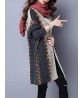 Ethnic Printing Long Sleeve Knitted Loose Sweater Women Coat