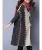 Ethnic Printing Long Sleeve Knitted Loose Sweater Women Coat