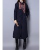 Patchwork Long Sleeve Plate Buckles Loose Thick Women Coat