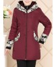 Casual Hooded Patchwork Printing Cotton-Padded Thick Warm Coat