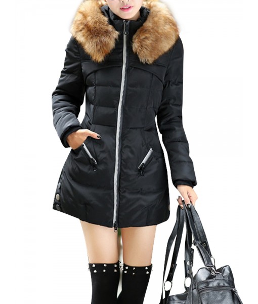 Casual Thick Hooded Medium-Long Pocket Zipper ...