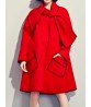 Elegant Women Pure Color Scarves Collar Long Sleeve Coat