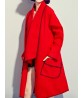 Elegant Women Pure Color Scarves Collar Long Sleeve Coat