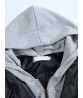 Fashion Elegant Women Fake Two-piece Hooded Leather Jacket