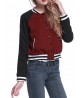 Fashion Women Contrast Color Patchwork Long Sleeve Baseball Jacket Coat