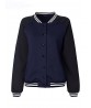 Fashion Women Contrast Color Patchwork Long Sleeve Baseball Jacket Coat