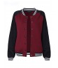 Fashion Women Contrast Color Patchwork Long Sleeve Baseball Jacket Coat