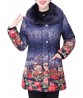 Fashion Elegant Women Printing Dots Fur Collar Thick Cotton Coat