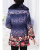 Fashion Elegant Women Printing Dots Fur Collar Thick Cotton Coat