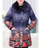 Fashion Elegant Women Printing Dots Fur Collar Thick Cotton Coat