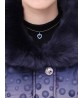 Fashion Elegant Women Printing Dots Fur Collar Thick Cotton Coat