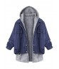 Casual Women Loose Batwing Sleeve Twinset Hooded Denim Jacket