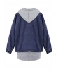 Casual Women Loose Batwing Sleeve Twinset Hooded Denim Jacket