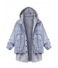 Casual Women Loose Batwing Sleeve Twinset Hooded Denim Jacket