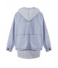 Casual Women Loose Batwing Sleeve Twinset Hooded Denim Jacket