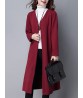 Winter Vintage Long Sleeve Knitted Women Long Sweater Coat