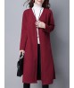 Winter Vintage Long Sleeve Knitted Women Long Sweater Coat