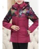 Vintage Hooded Patchwork Printing Women Thick Coat