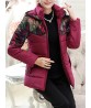 Vintage Hooded Patchwork Printing Women Thick Coat