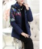 Vintage Hooded Patchwork Printing Women Thick Coat