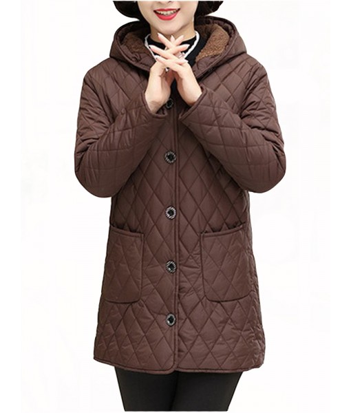 Women Hooded Thick Plus Velvet Long Winter Coat