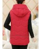 Vintage Middle Aged Women Hooded Thick Vest Coat