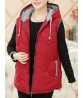 Vintage Middle Aged Women Hooded Thick Vest Coat