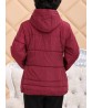 Middle Age Mother Dots Print Patchwork Hooded Padded Coat