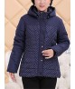 Middle Age Mother Dots Print Patchwork Hooded Padded Coat