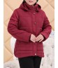 Middle Age Mother Dots Print Patchwork Hooded Padded Coat