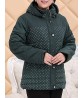 Middle Age Mother Dots Print Patchwork Hooded Padded Coat