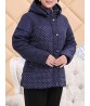 Middle Age Mother Dots Print Patchwork Hooded Padded Coat