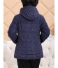 Middle Age Mother Dots Print Patchwork Hooded Padded Coat