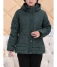 Middle Age Mother Dots Print Patchwork Hooded Padded Coat